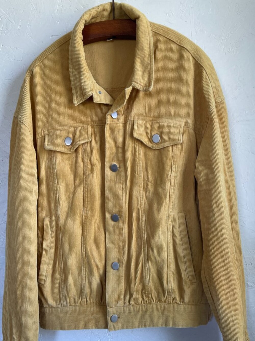 Corduroy 100% Cotton Gold Mustard Trucker Jacket size LARGE